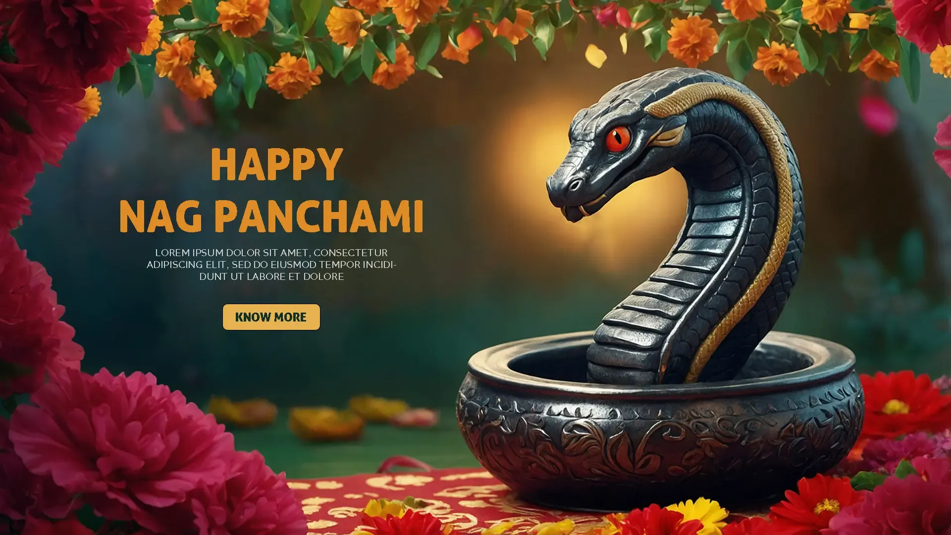 Traditional Nag Panchami PSD Template with Serpent Worship Symbolism